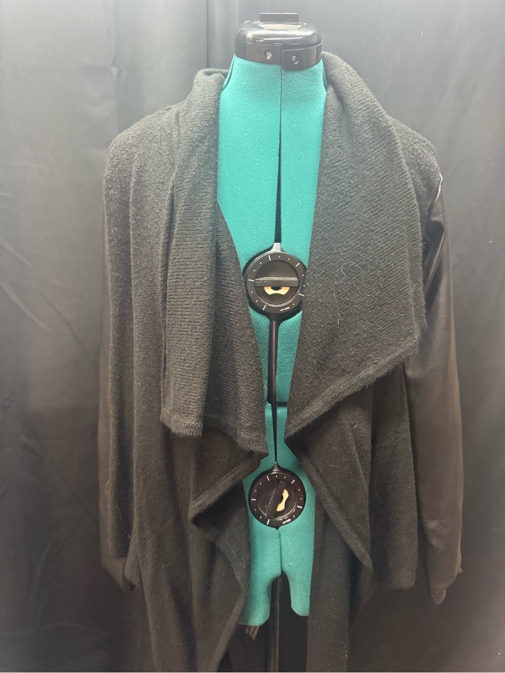 Simply Vera Vera Wang Black Draped Open-Front Cardigan